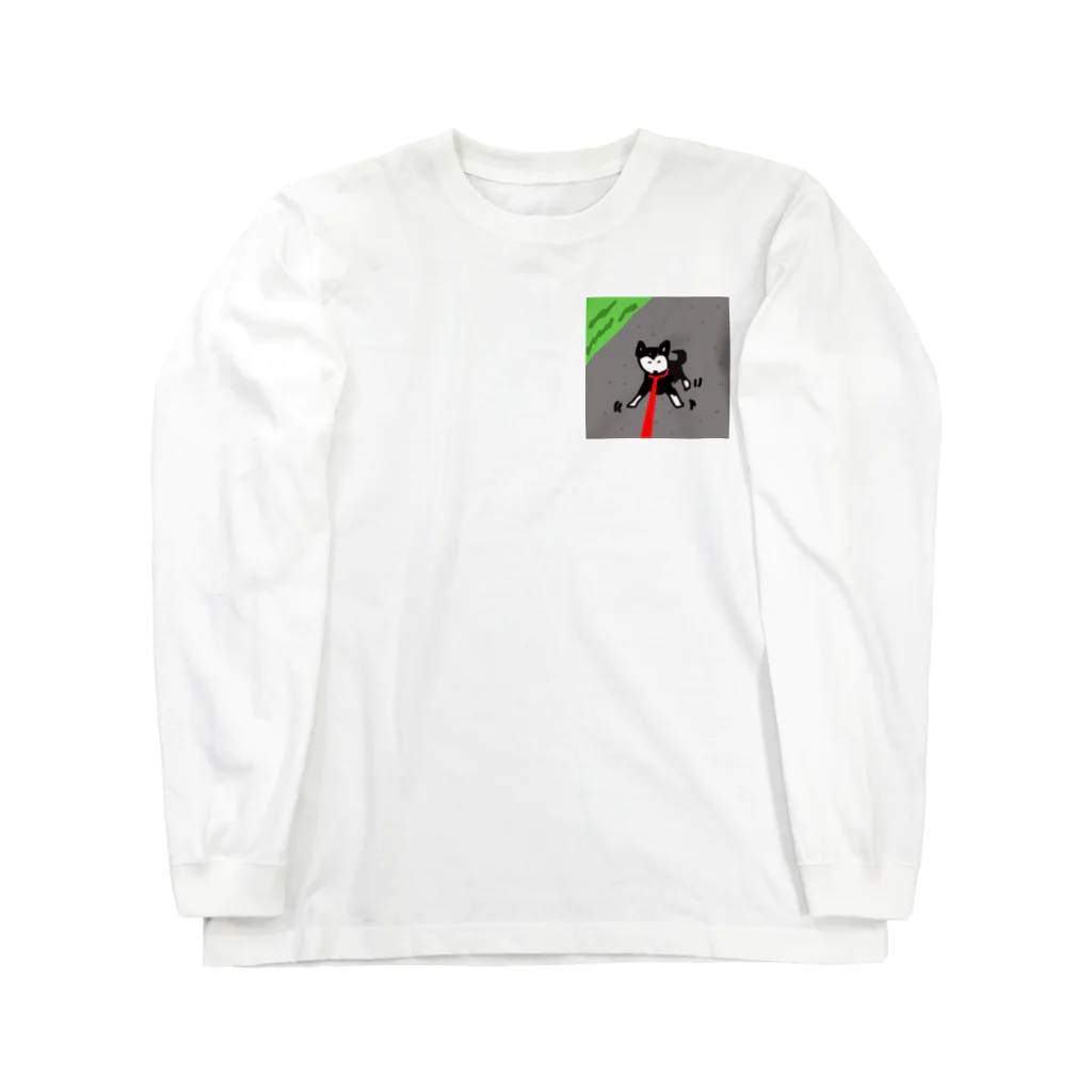 ペコりんショップの黒柴散歩拒否 Long Sleeve T-Shirt