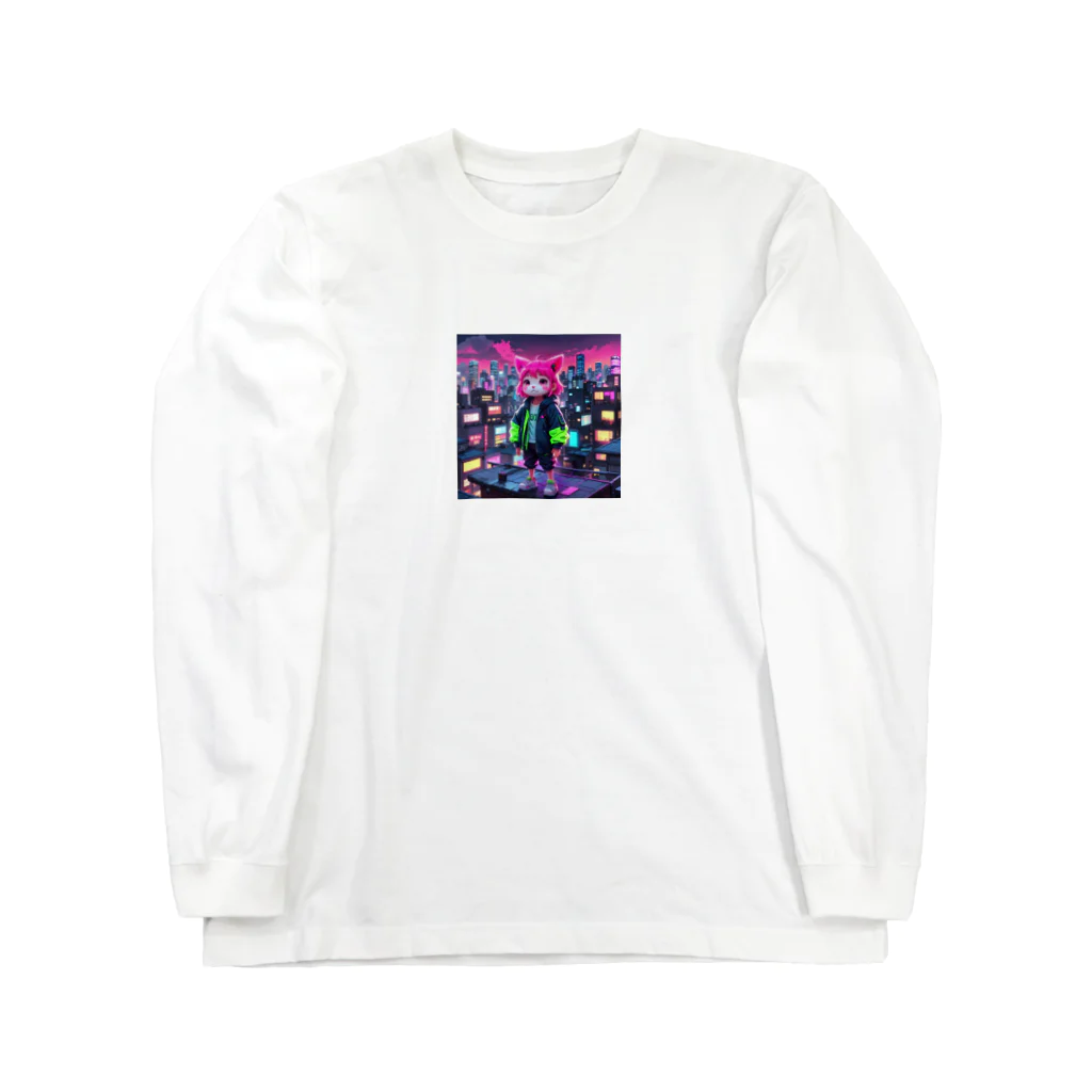 AI妖怪大図鑑のネオン妖怪　エモナ Long Sleeve T-Shirt