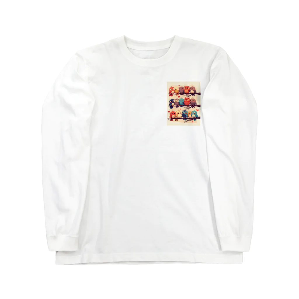 AQUAMETAVERSEの個性的な華やかなフクロウたち　Hime  2530 Long Sleeve T-Shirt