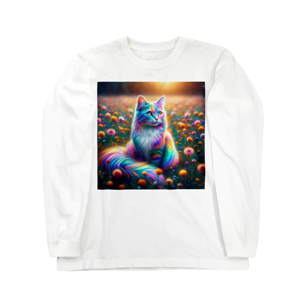 momonekokoの虹色に輝く優雅な猫 Long Sleeve T-Shirt