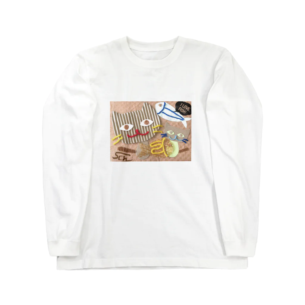 shirocha-nekoclubのくらふとにゃんこ ロングスリーブTシャツ