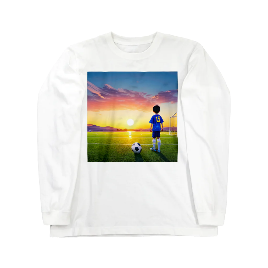 musashiyaの夕日とサッカー少年 Long Sleeve T-Shirt