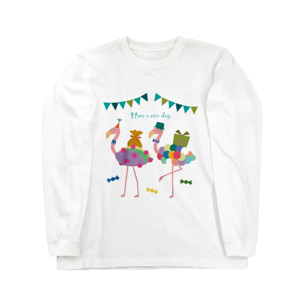 midoriの双子フラミンゴのパーティー Long Sleeve T-Shirt