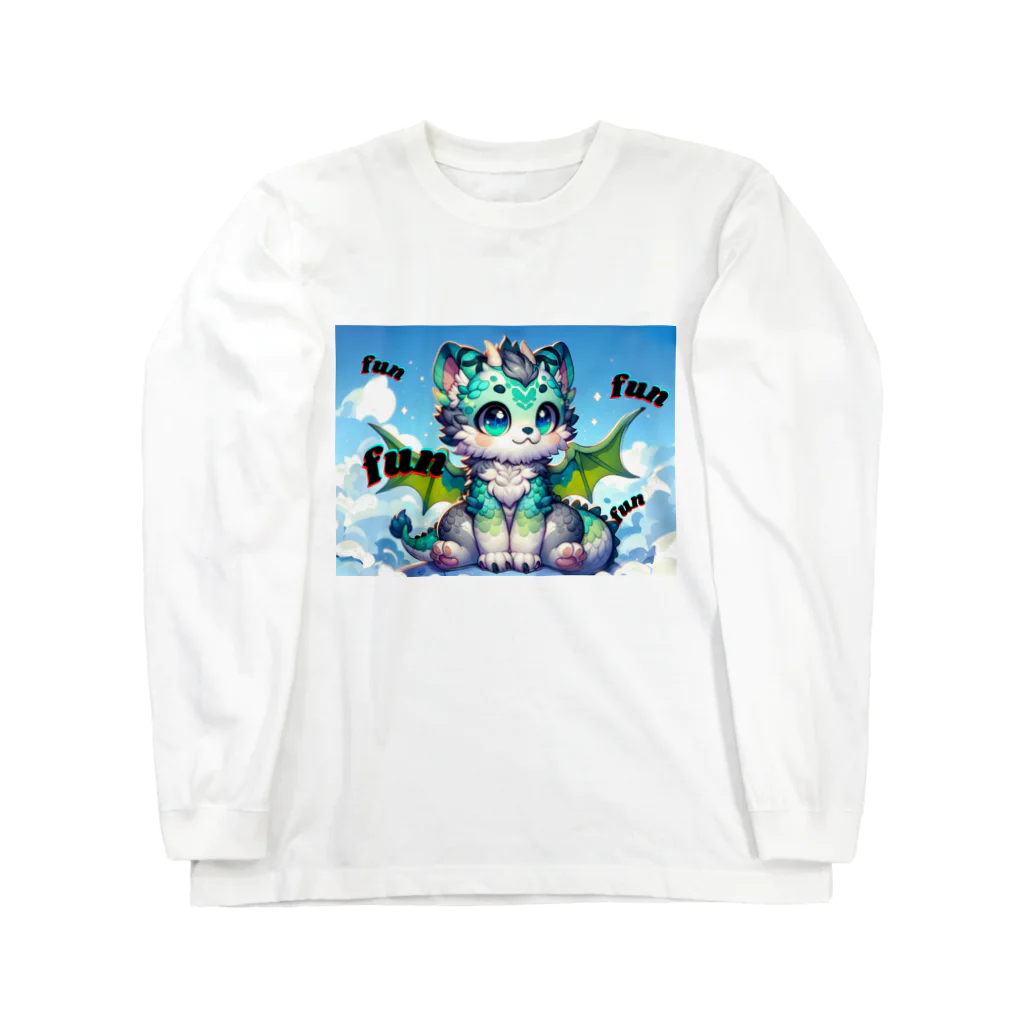 ドラにゃん🐾のグリーンドラニャン  Long Sleeve T-Shirt