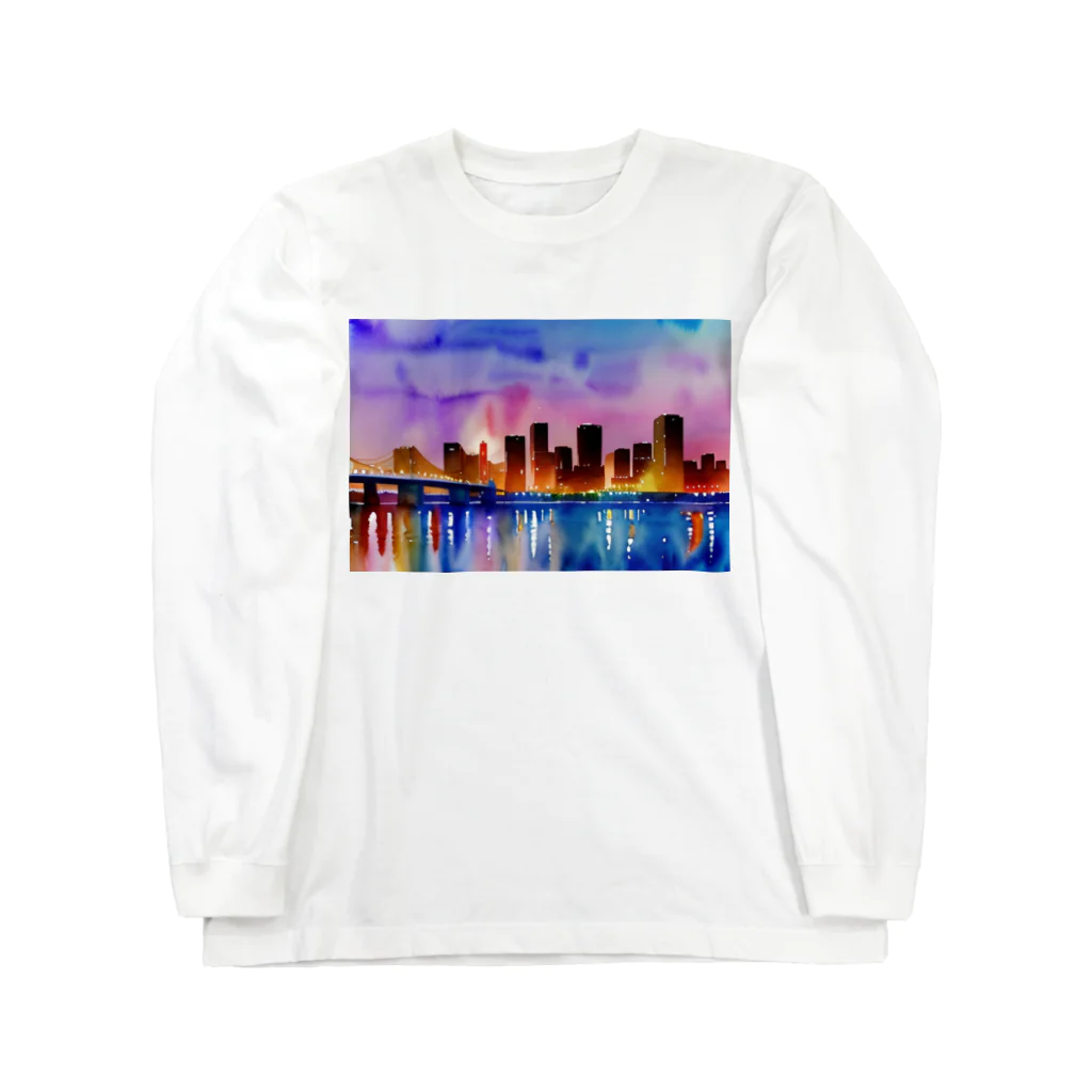 samenoa81の水彩画の夜景 Long Sleeve T-Shirt