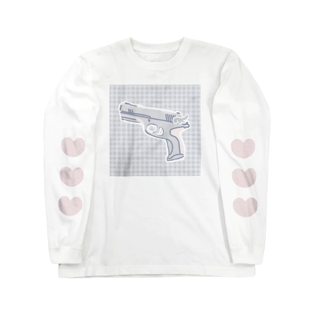 ふわぽこにゃんにゃんSHOP☁️🫧SUZURI支店のばんばんばん♪ゆめかわミニ銃 Long Sleeve T-Shirt