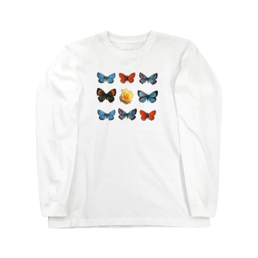 maimadeのRose in Butterflies ロングスリーブTシャツ