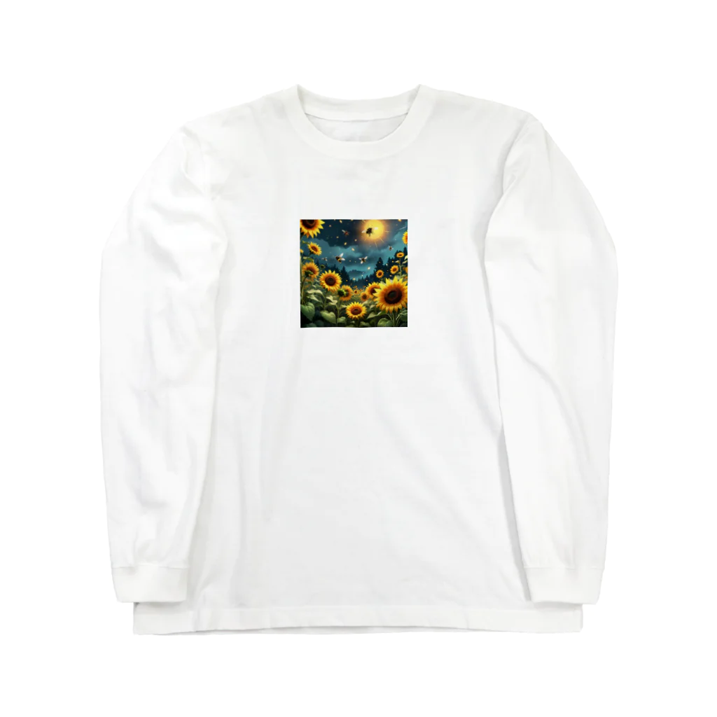 Sunbathingのヒマワリと共に飛ぶ蛍 Long Sleeve T-Shirt