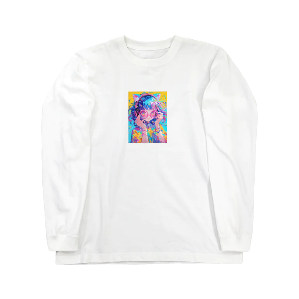 no_mi_Ke08のメガネの可愛い女の子のキャラクター Long Sleeve T-Shirt