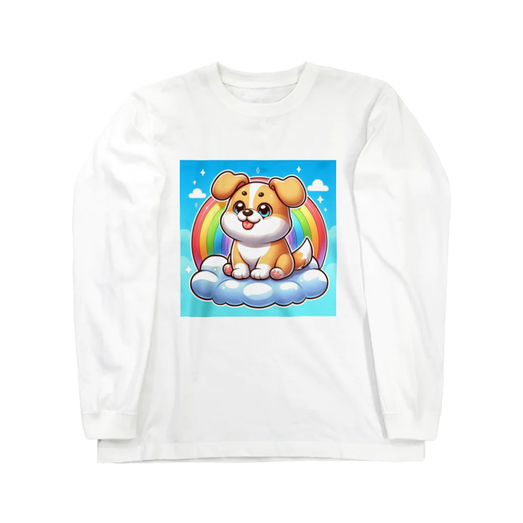 Minoyaの雲に乗った犬 ロングスリーブTシャツ