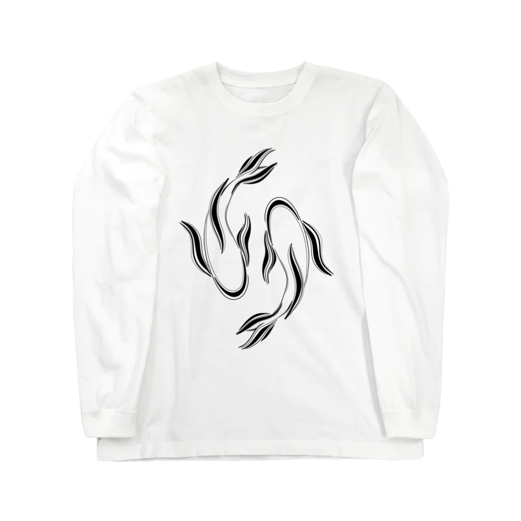 はる_社務所の魚　黒 Long Sleeve T-Shirt