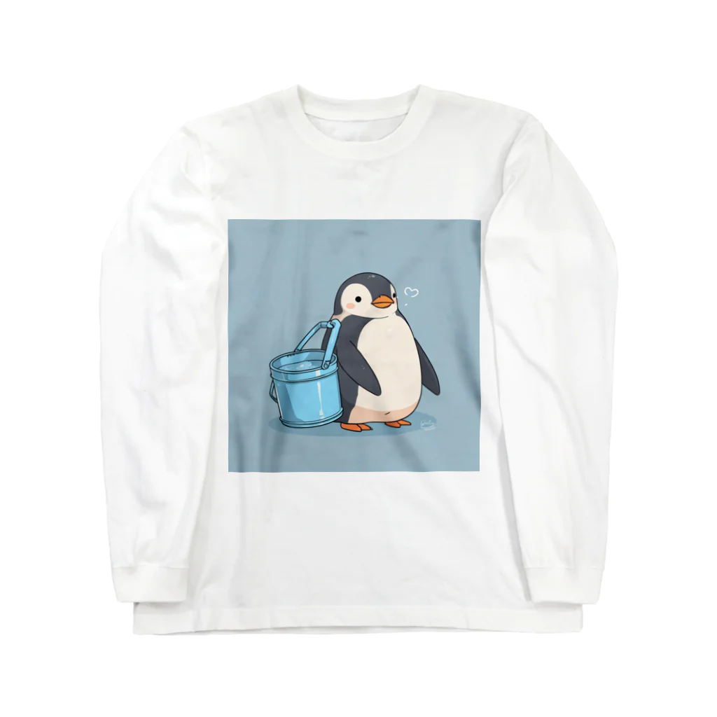 ganeshaのかわいいペンギンとおもちゃのバケツ ロングスリーブTシャツ