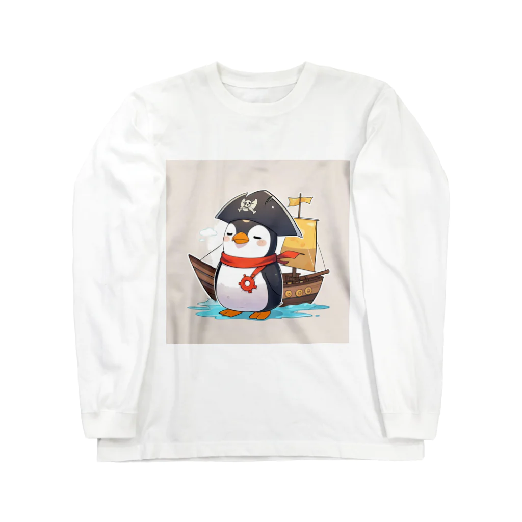 ganeshaのおもちゃの海賊船に乗ったかわいいペンギン Long Sleeve T-Shirt