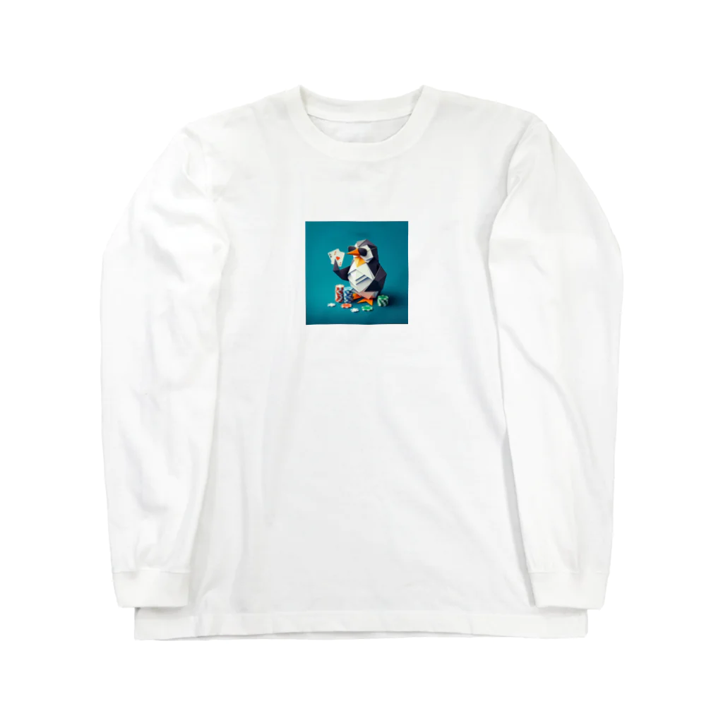 動物とポーカー AKsのペンギンポーカー Long Sleeve T-Shirt