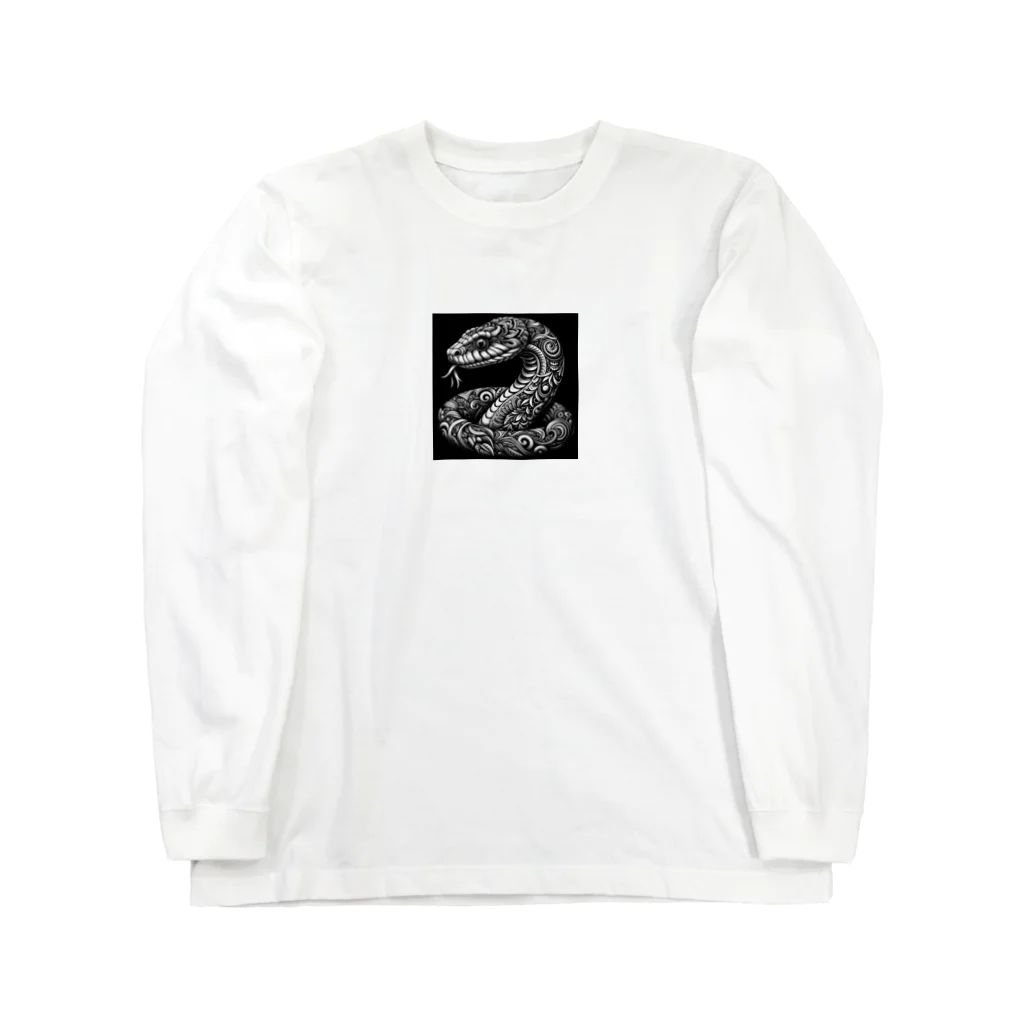 Bonmaru☆ぼんまるのモノクロ蛇のタペストリー Long Sleeve T-Shirt