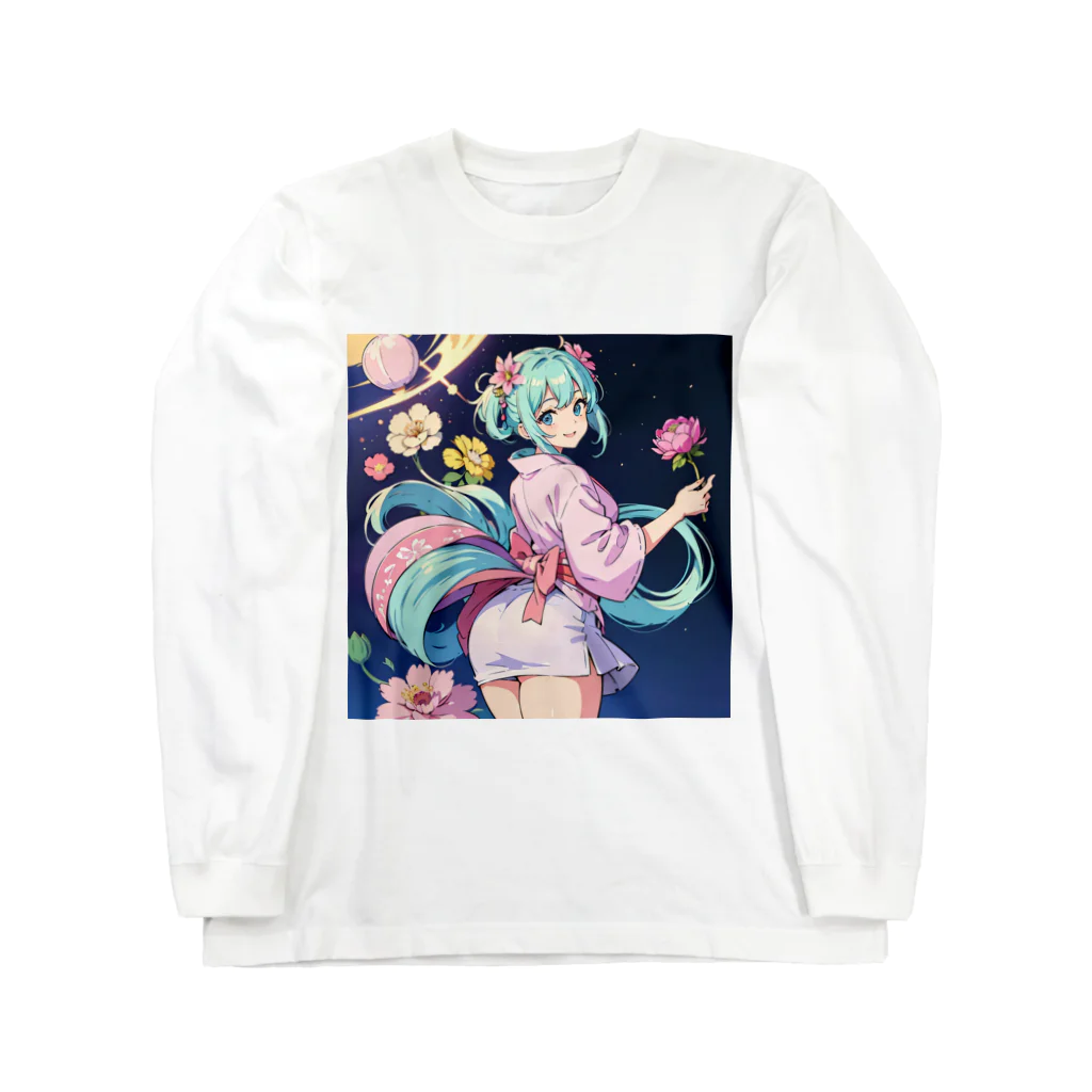 yozoraniyumeoの魔法浴衣少女 ロングスリーブTシャツ