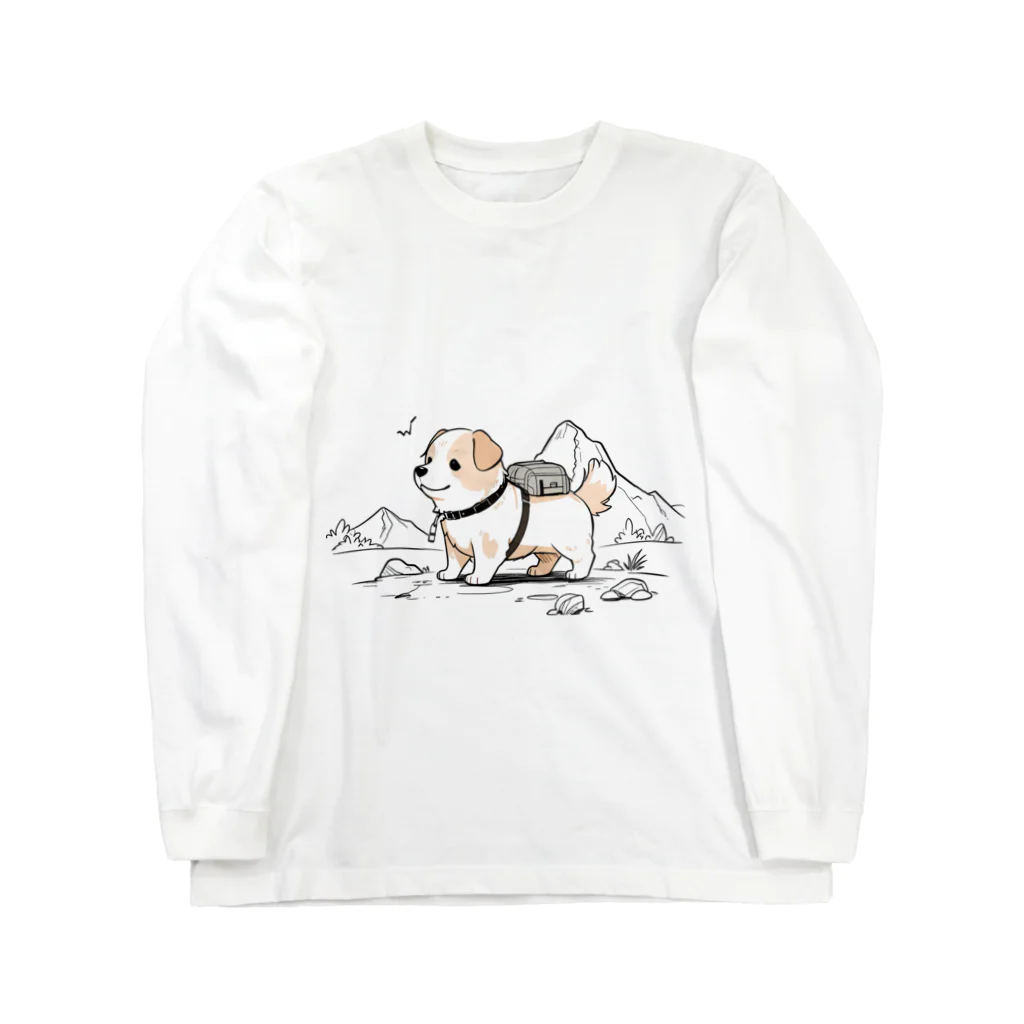 ganeshaのかわいい犬のバックグラウン ロングスリーブTシャツ