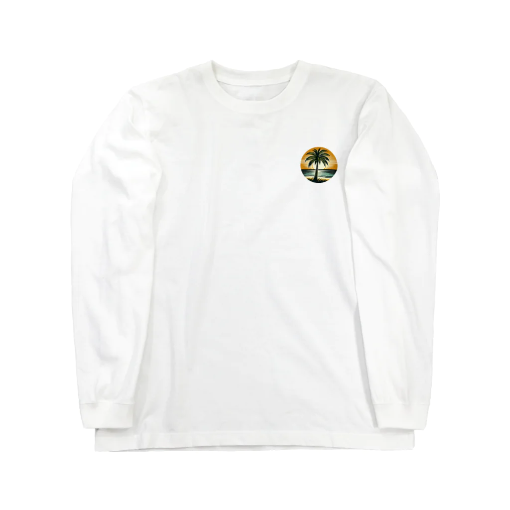 Chika Lewisのパームツリーと夕陽 Long Sleeve T-Shirt