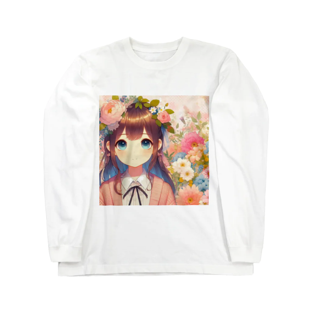 ピクセルパレットの可愛い女の子とお花10 ロングスリーブTシャツ