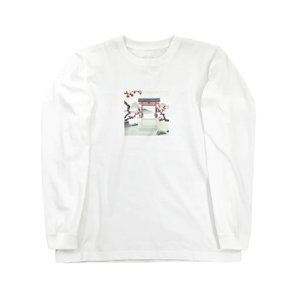 JoyfulMomentsCraftsの桜と鳥居　ー Cherry Blossoms and Torii ー ロングスリーブTシャツ