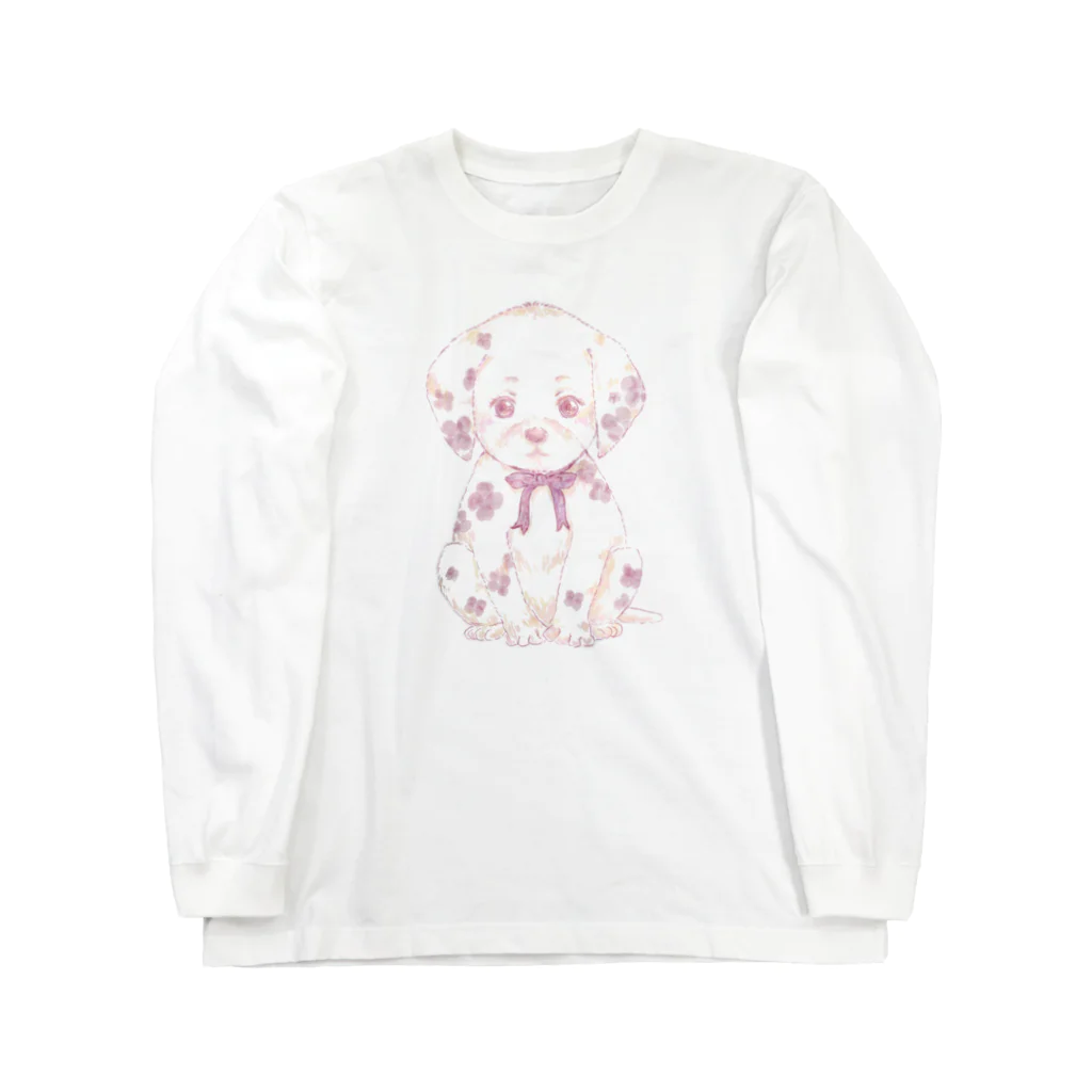 つぴつぴシジュウカラのCute spotted Dalmatian ロングスリーブTシャツ