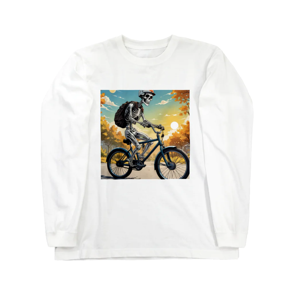 nao-tommyのポタリング中の骸骨 Long Sleeve T-Shirt