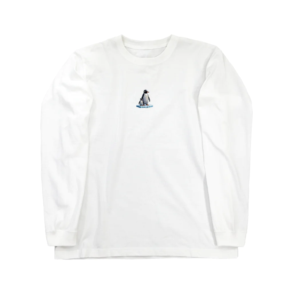 アニマルアートのペンギンの親子 Long Sleeve T-Shirt