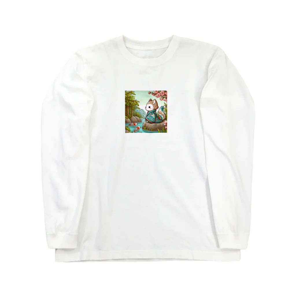 yu-chan3のほのぼの猫と鯉 Long Sleeve T-Shirt