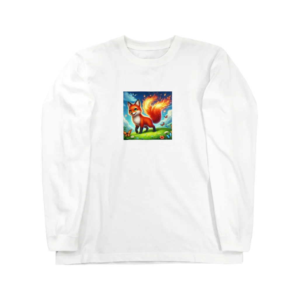 YFCの炎を尾を持つ精悍なキツネ Long Sleeve T-Shirt