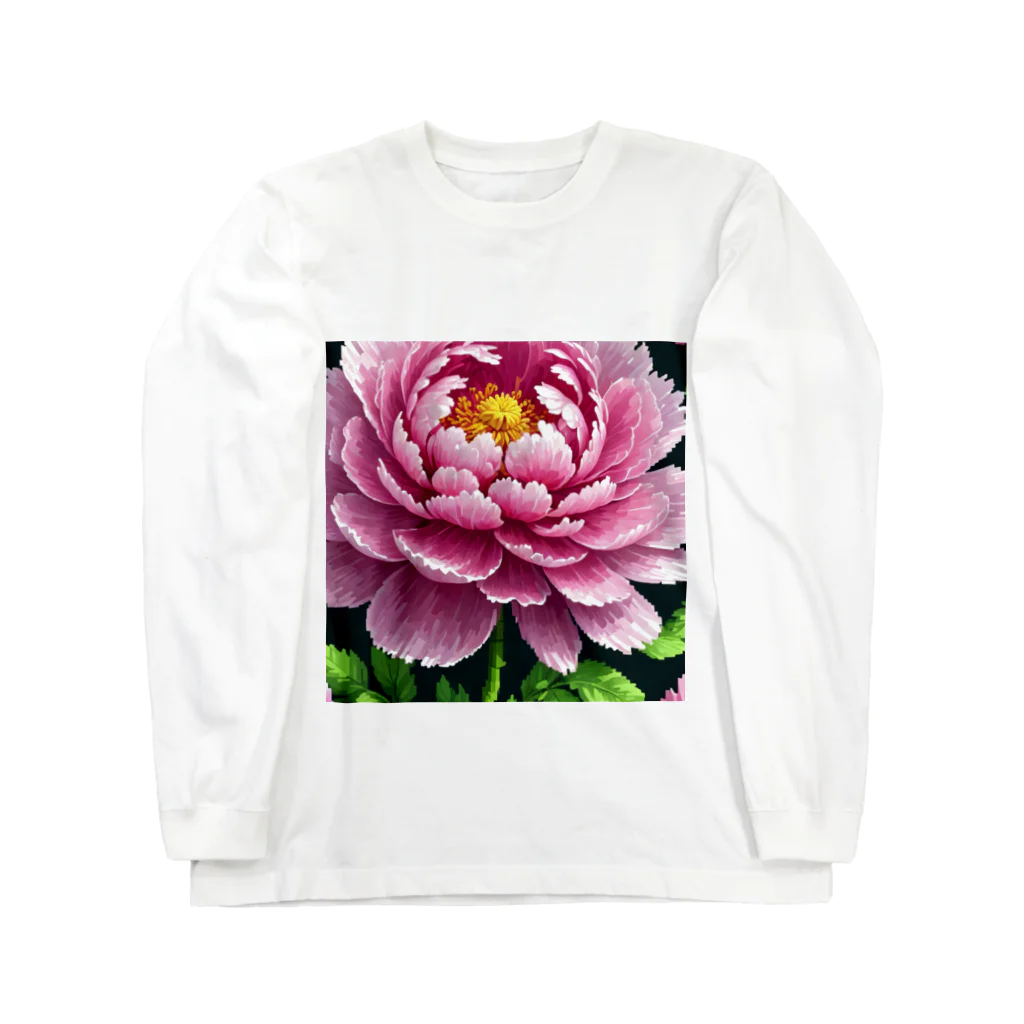 yukki1975のピクセルアートの5月_芍薬 Long Sleeve T-Shirt