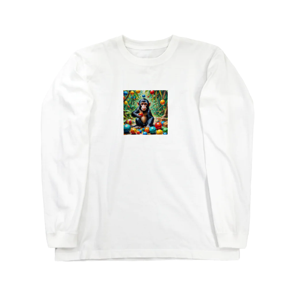 noBuのおもちゃで遊んでいるサル Long Sleeve T-Shirt