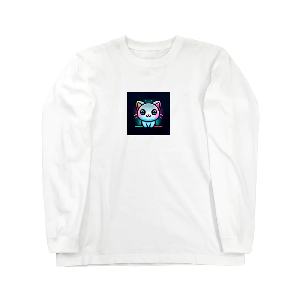 キャピキャピのネオン系の可愛い猫 Long Sleeve T-Shirt