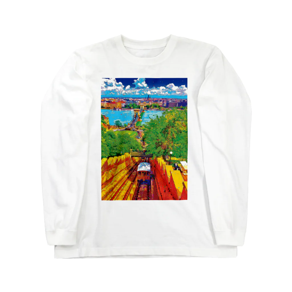 GALLERY misutawoのハンガリー ブダ城ケーブルカーとブダペストの街並み Long Sleeve T-Shirt