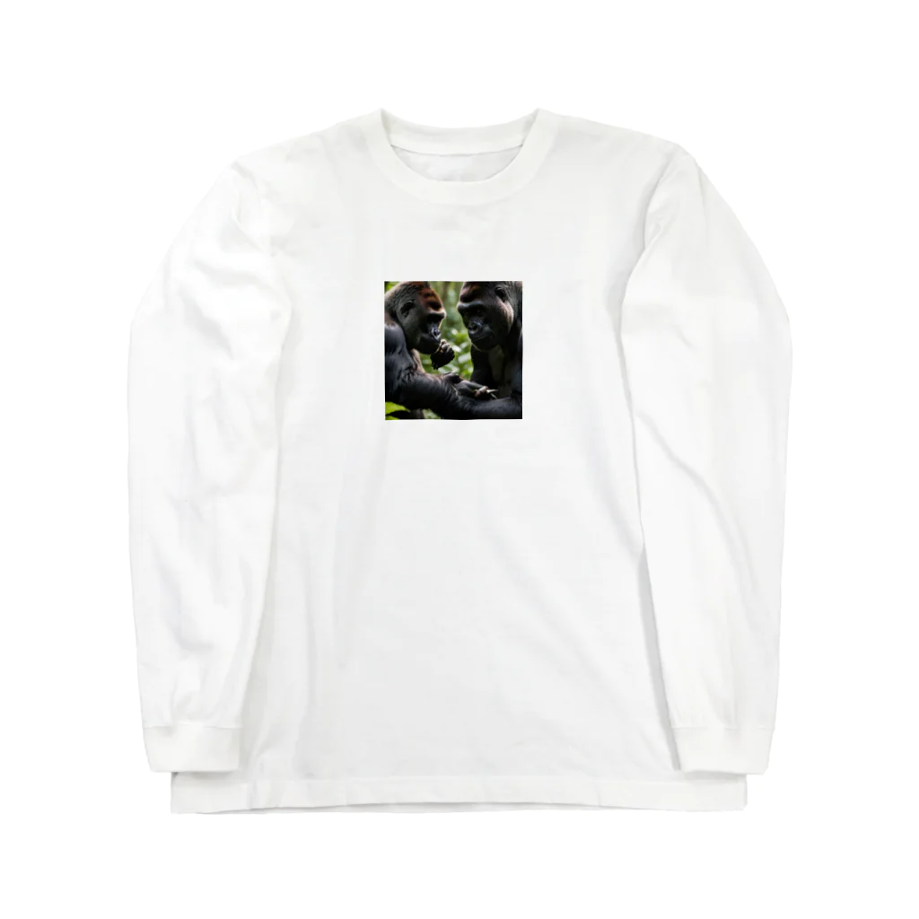 sunday_sataurday_freedayの社交的なゴリラ Long Sleeve T-Shirt