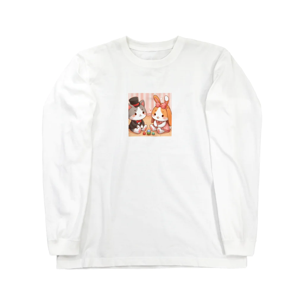 us shopのネコとウサギの戯れ Long Sleeve T-Shirt