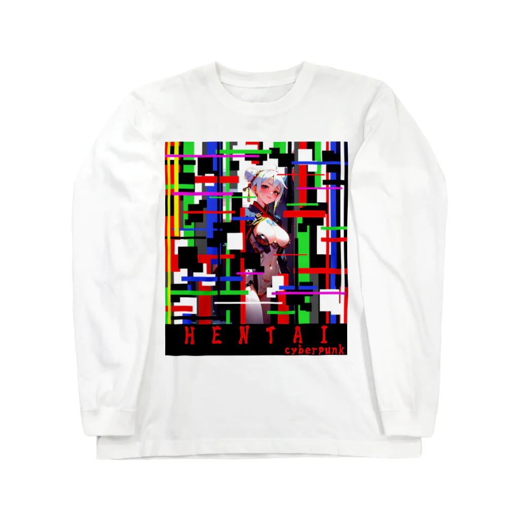 Hentai CyberpunkのTVfuzz girl ロングスリーブTシャツ