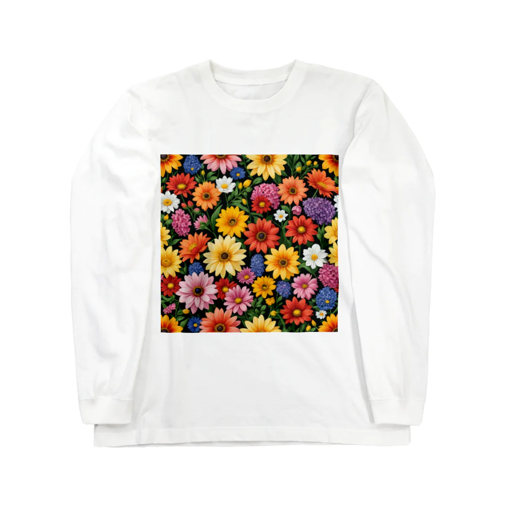 どさんこびより日和のいちめんの花々 ロングスリーブTシャツ