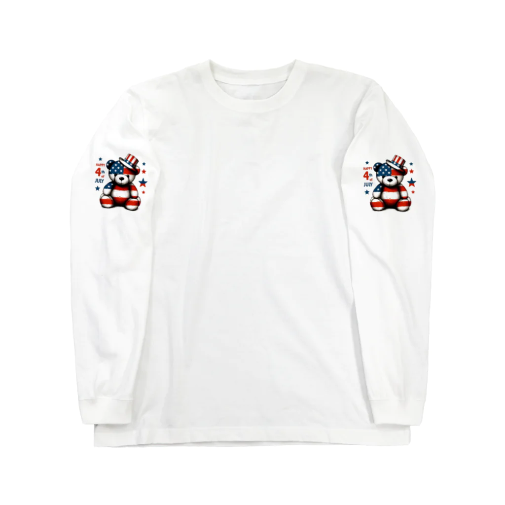 HappyFaceMarketのアメリカ独立記念日テディベア Happy 4th of July Long Sleeve T-Shirt