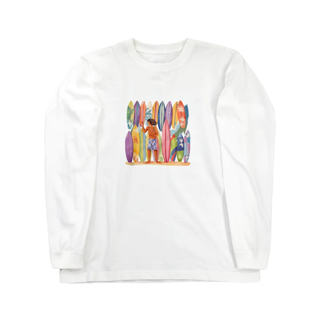 ハワイライフのサーフボードとロコ（男の子バージョン） Long Sleeve T-Shirt