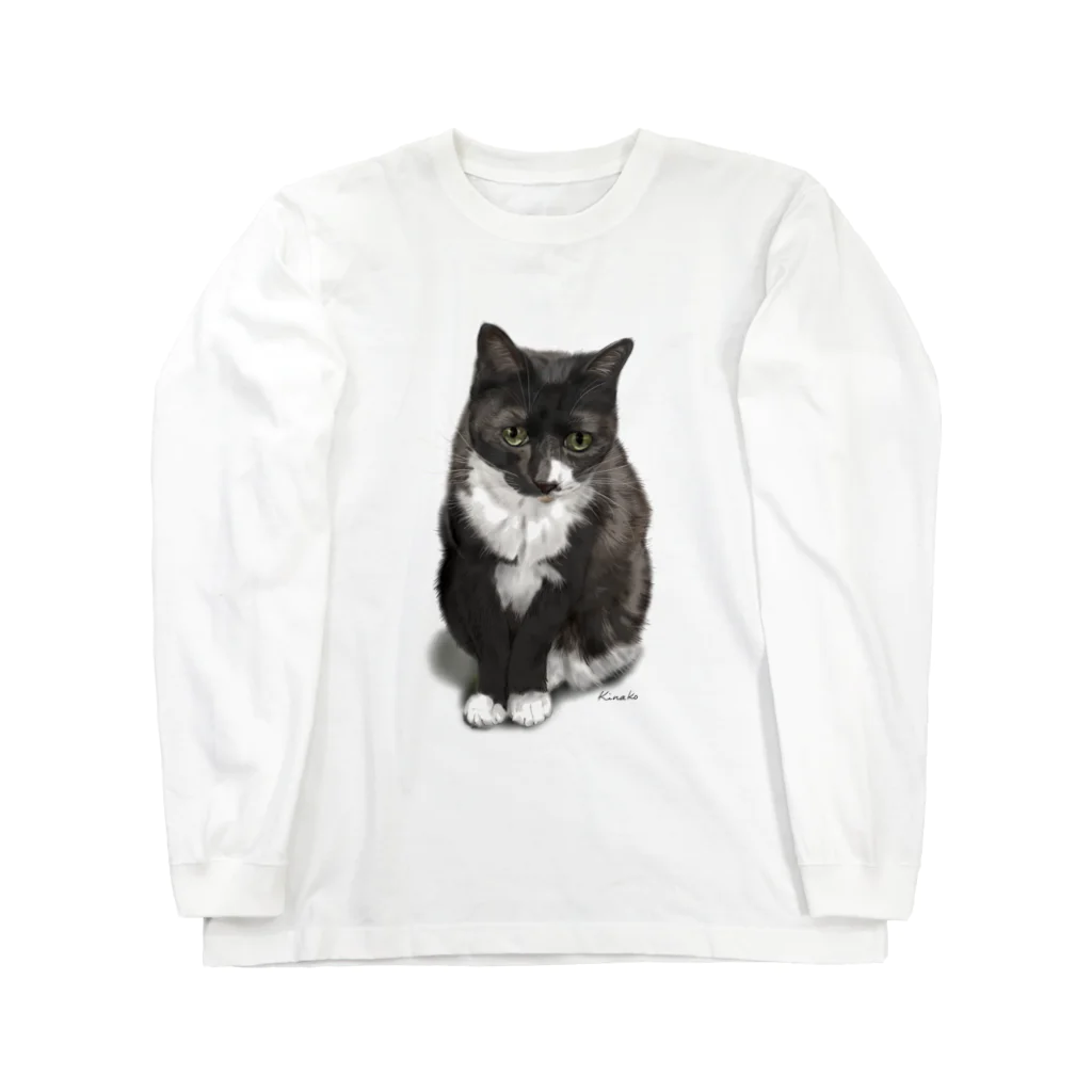 kinako-japanのくつした猫のくろみつ ロングスリーブTシャツ