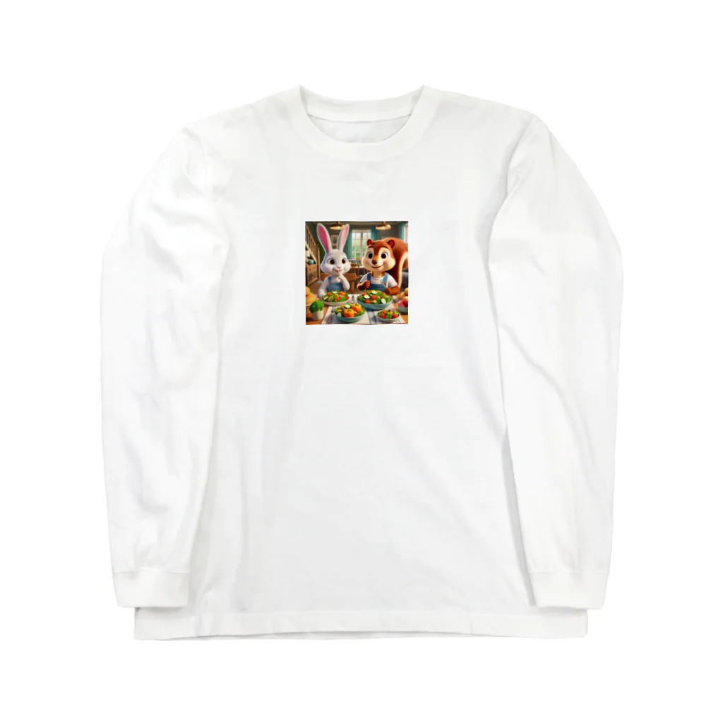 yuzu_rinのうさぎとリスが一緒にベジタリアン食事 Long Sleeve T-Shirt