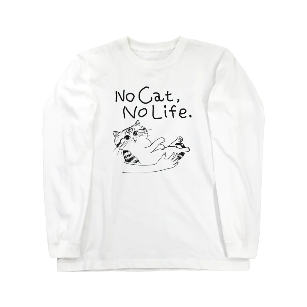 TomoshibiのNo Cat, No Life.  抱っこ猫 ロングスリーブTシャツ