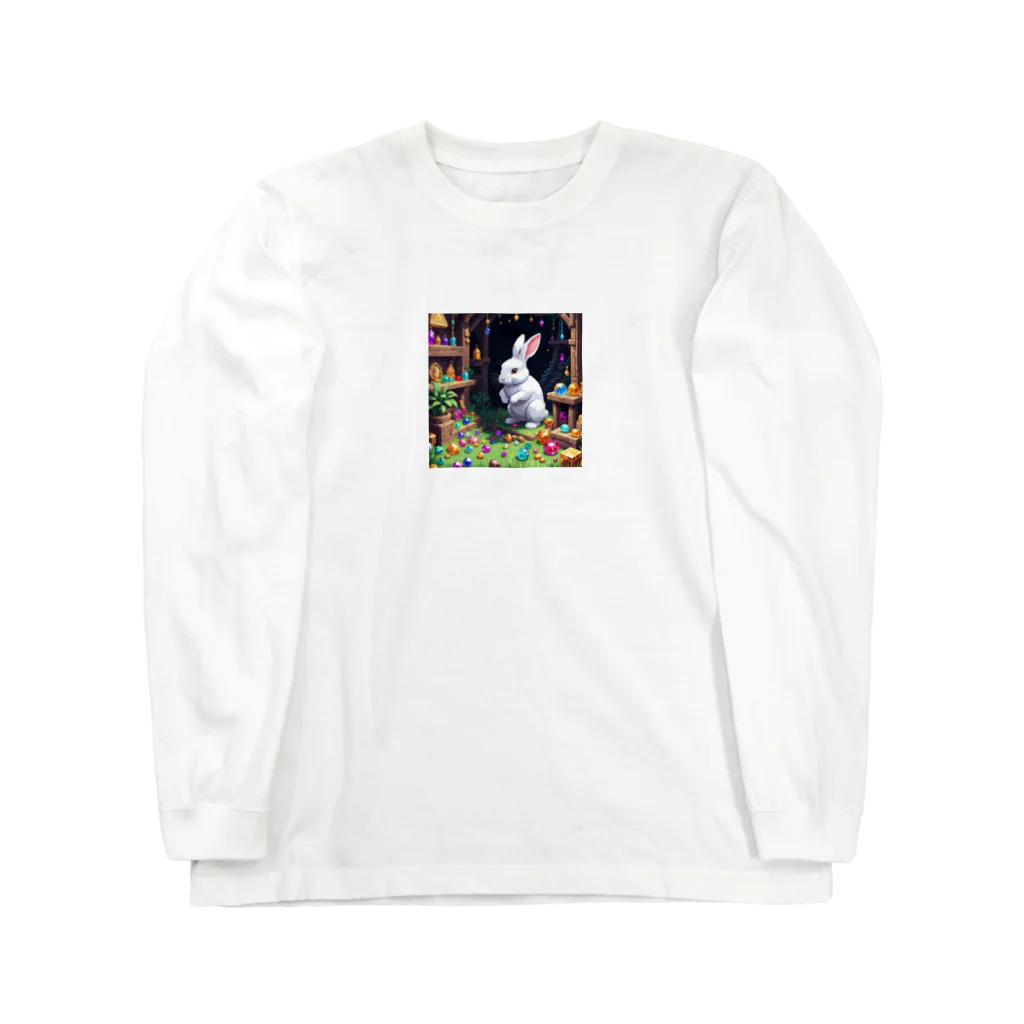 キラキラとどうぶつのウサギの宝石コレクション Long Sleeve T-Shirt