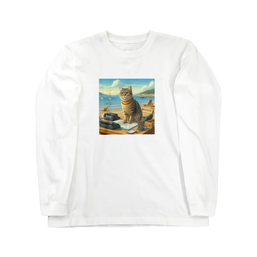 peace2024の海辺の仕事猫 Long Sleeve T-Shirt