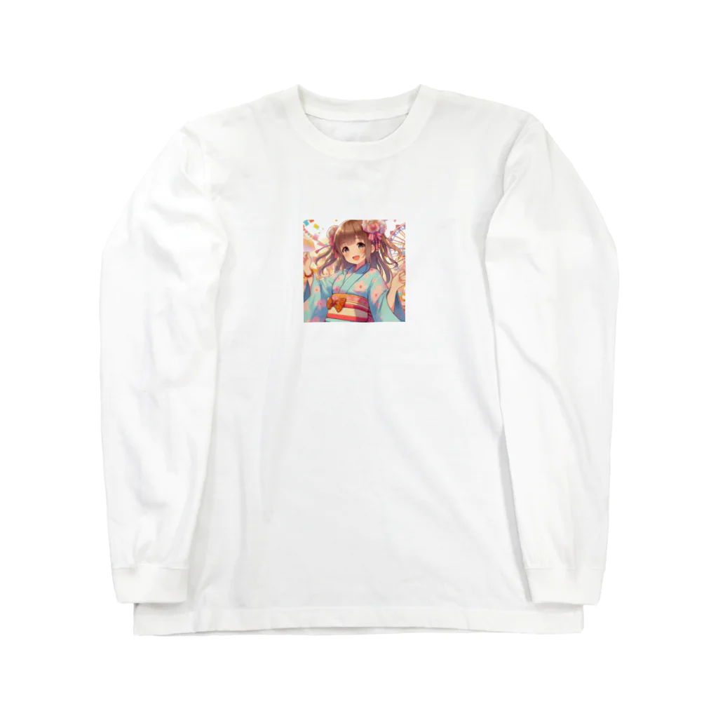 yukatagirlsの元気いっぱいの浴衣姿の女子高生 Long Sleeve T-Shirt