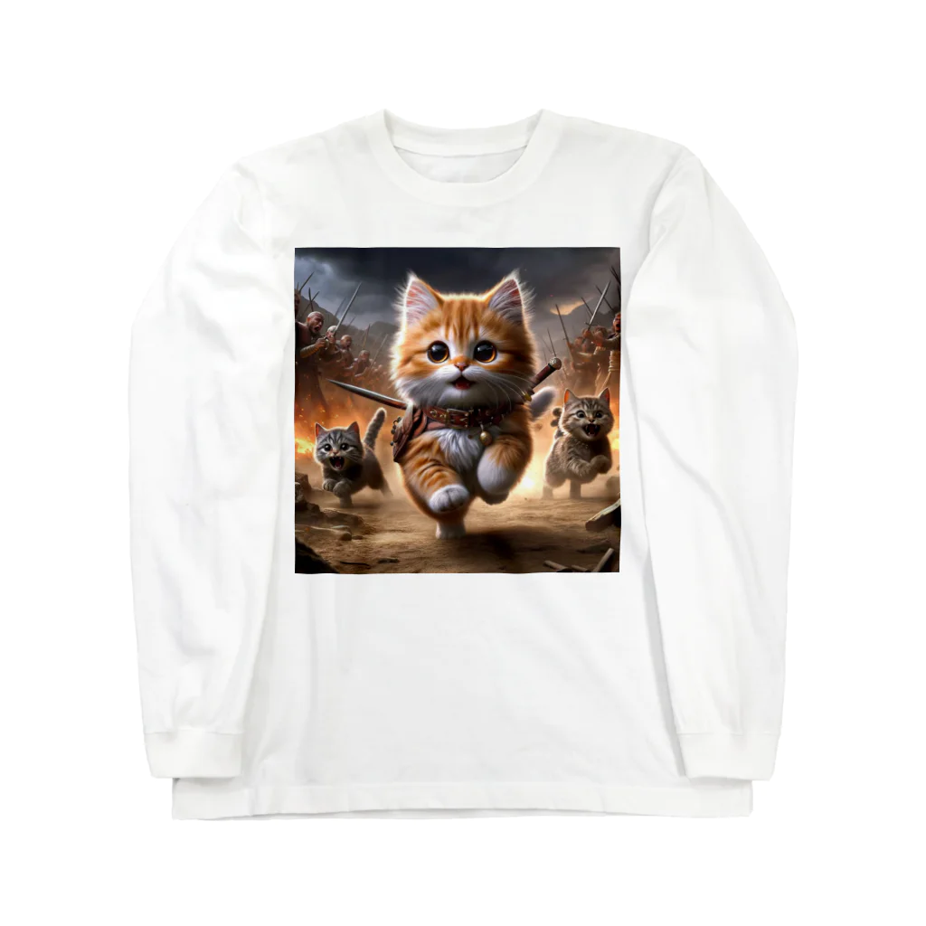 もふもふ日本史のねこ、走る Long Sleeve T-Shirt