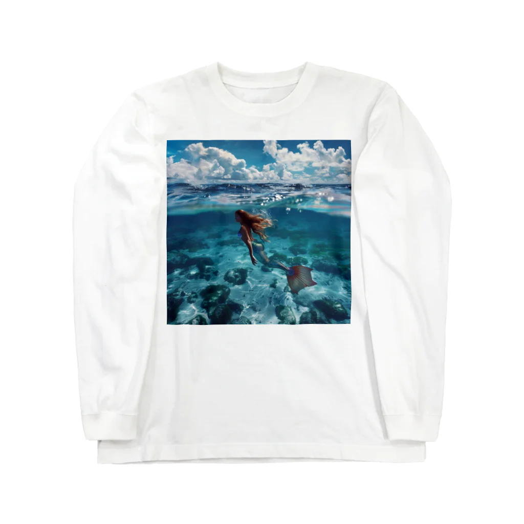 AQUAMETAVERSEのモルジブの大海原で人魚が泳いでいますsanae2074 ロングスリーブTシャツ