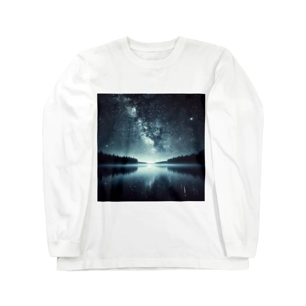 DQ9 TENSIの静かな湖に輝く星々が織りなす幻想的な光景 Long Sleeve T-Shirt