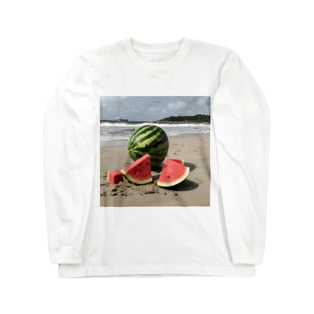 はちみつあめの浜辺のスイカ Long Sleeve T-Shirt