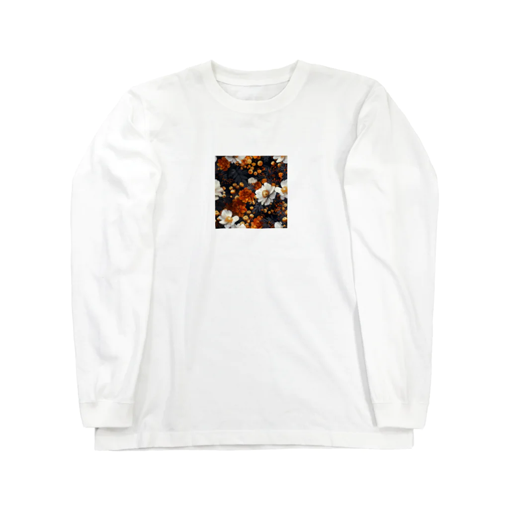 オンラインショップイエローリーフの綺麗な白と黄色い花 Long Sleeve T-Shirt